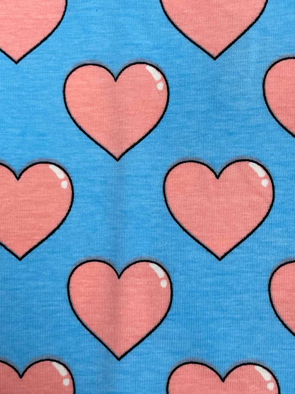 hair wrap - blue pink hearts